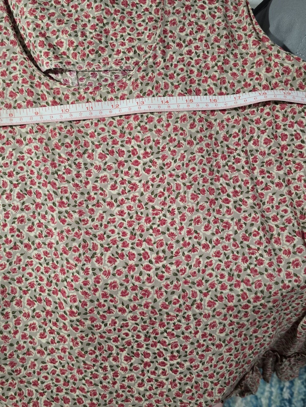 Vintage dress Tiered Lucia Lukken Broomskirt Dress Size Large Taupe Floral - Picture 6 of 7